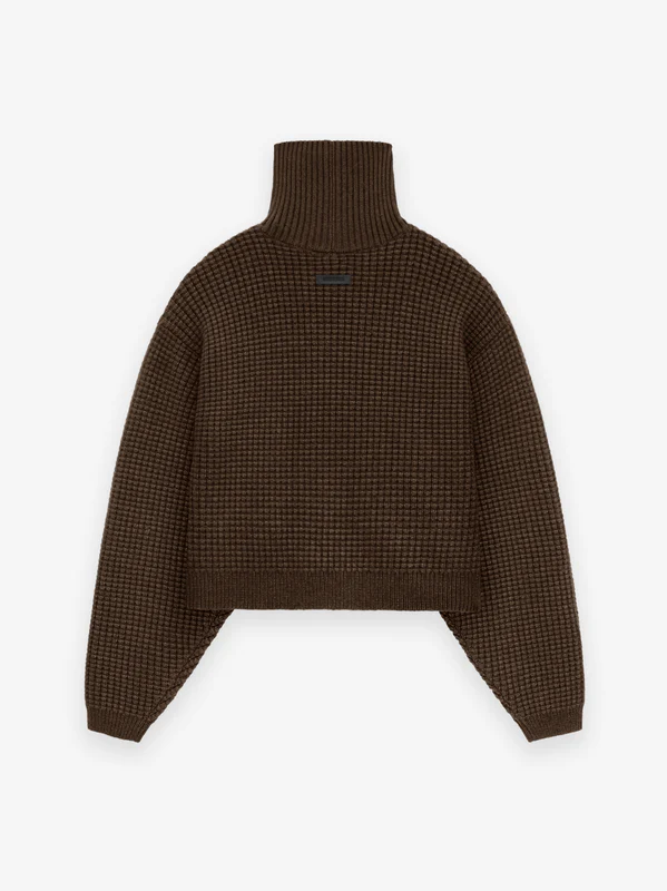 Essentials Women's Heavy Waffle Cropped Turtleneck